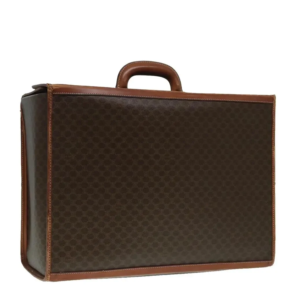 CELINE Macadam Canvas Trunk Pvc Leather Gold Brown
